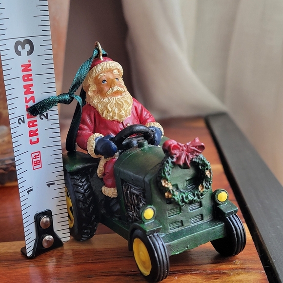 Vintage Santa Farming the Fields Santa Driving on the Tractor Christmas Ornament - Picture 8 of 10